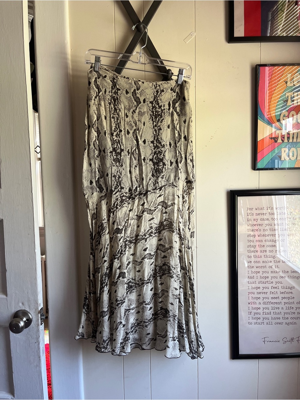 & Other Stories Neutral Snake-Print Midi Skirt